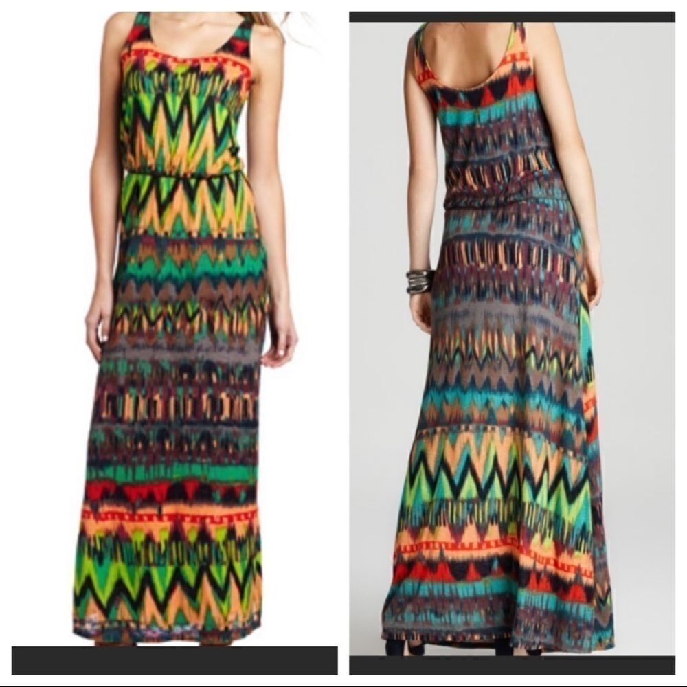 Ella Moss Tribal Maxi Ikat Sleeveless Dress Sz XS